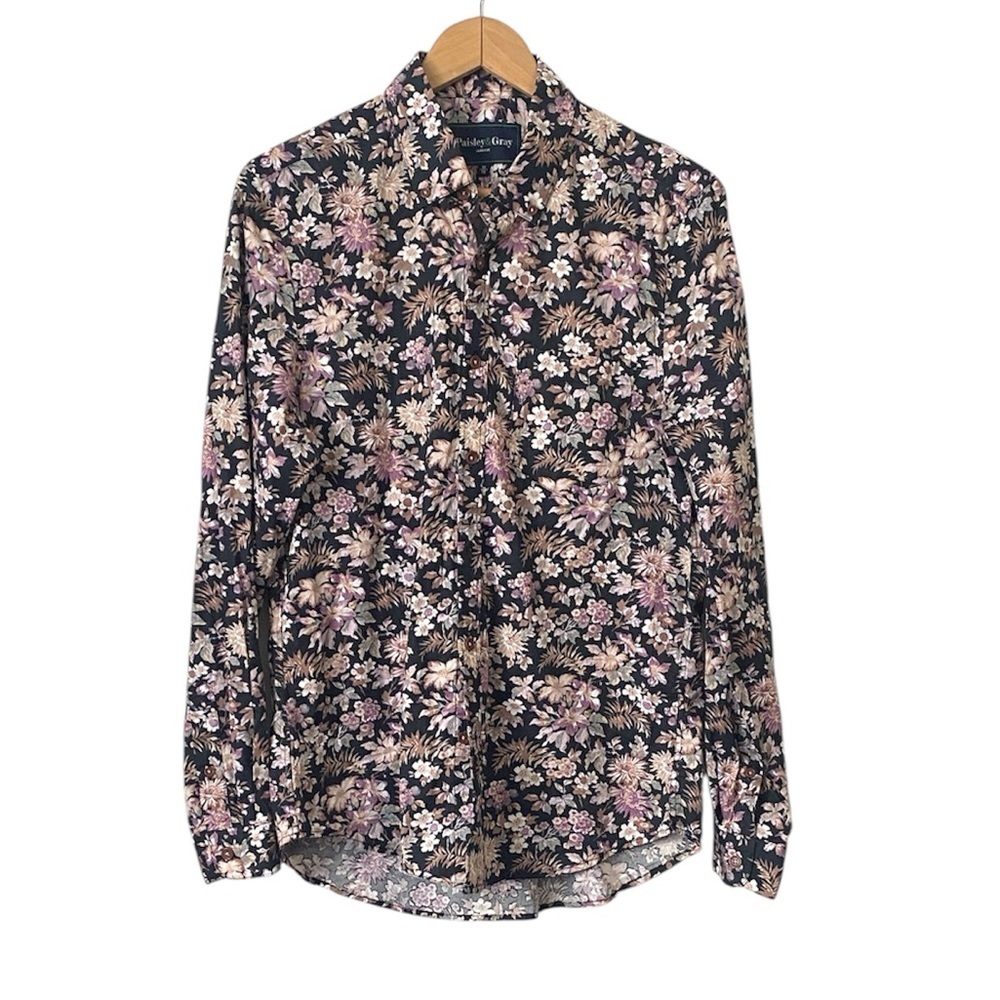 Paisley & Gray slim fit Floral Black and Pink Men's button down Shirt Medium